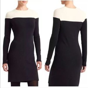 Athleta x Derek Lam Navy and Cream Long-Sleeve Sheath Dress